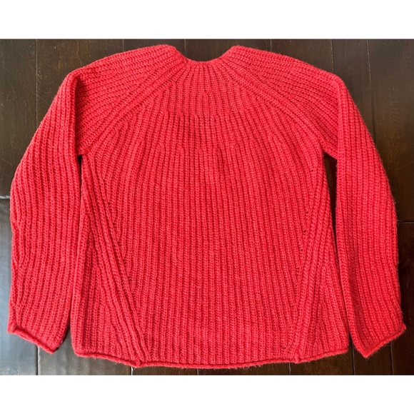 Rag & Bone Joseph Wool Blend V-Neck Sweater in Bright Coral, Size Small - Picture 12 of 14
